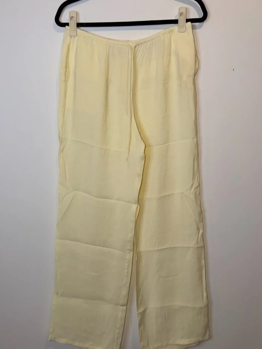 ZARA Pale Yellow Wide Leg Drawstring Pants Size M